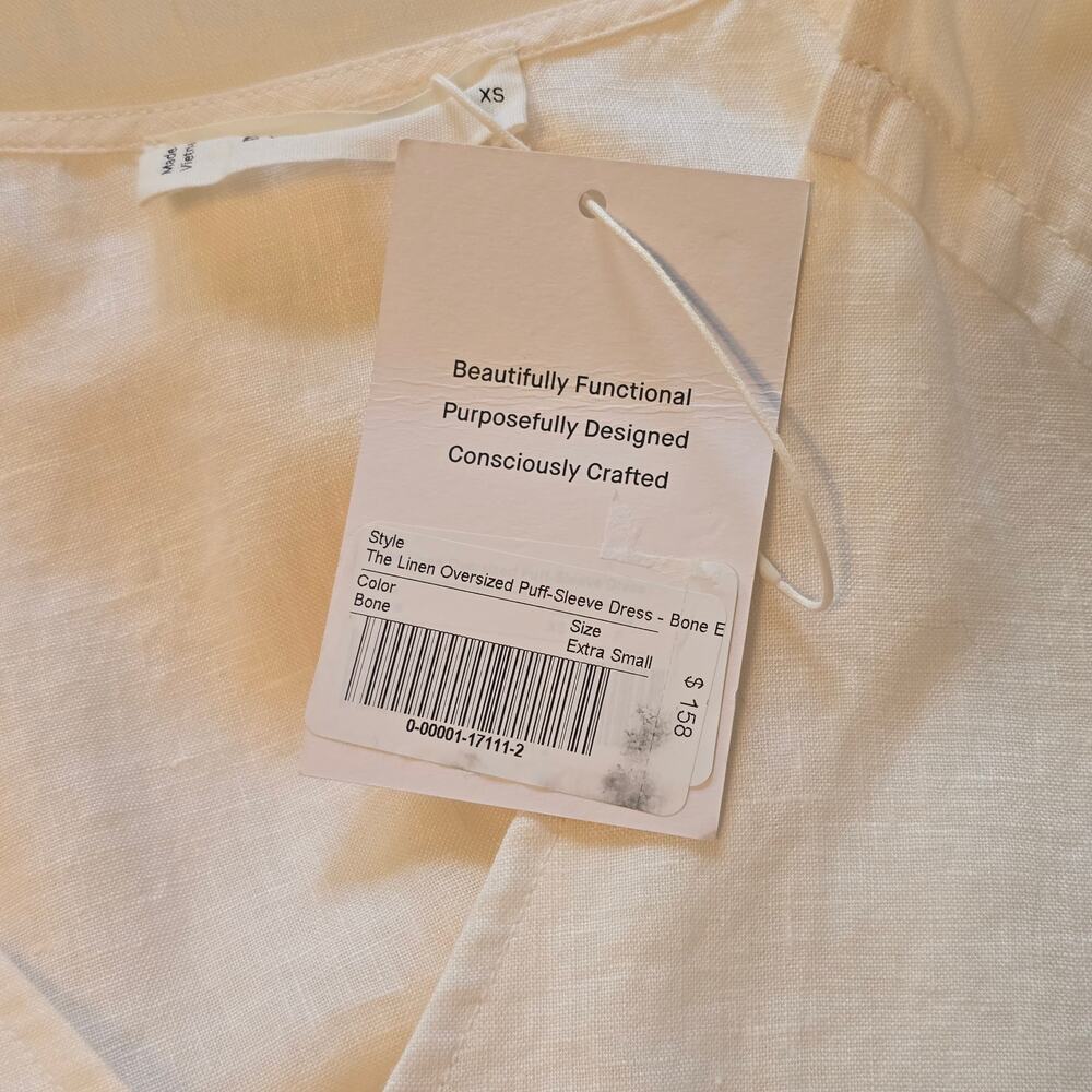 Everlane Dress Womens Size XS Off White 100% European Flax Linen Clean Girl NWT - Picture 4 of 11